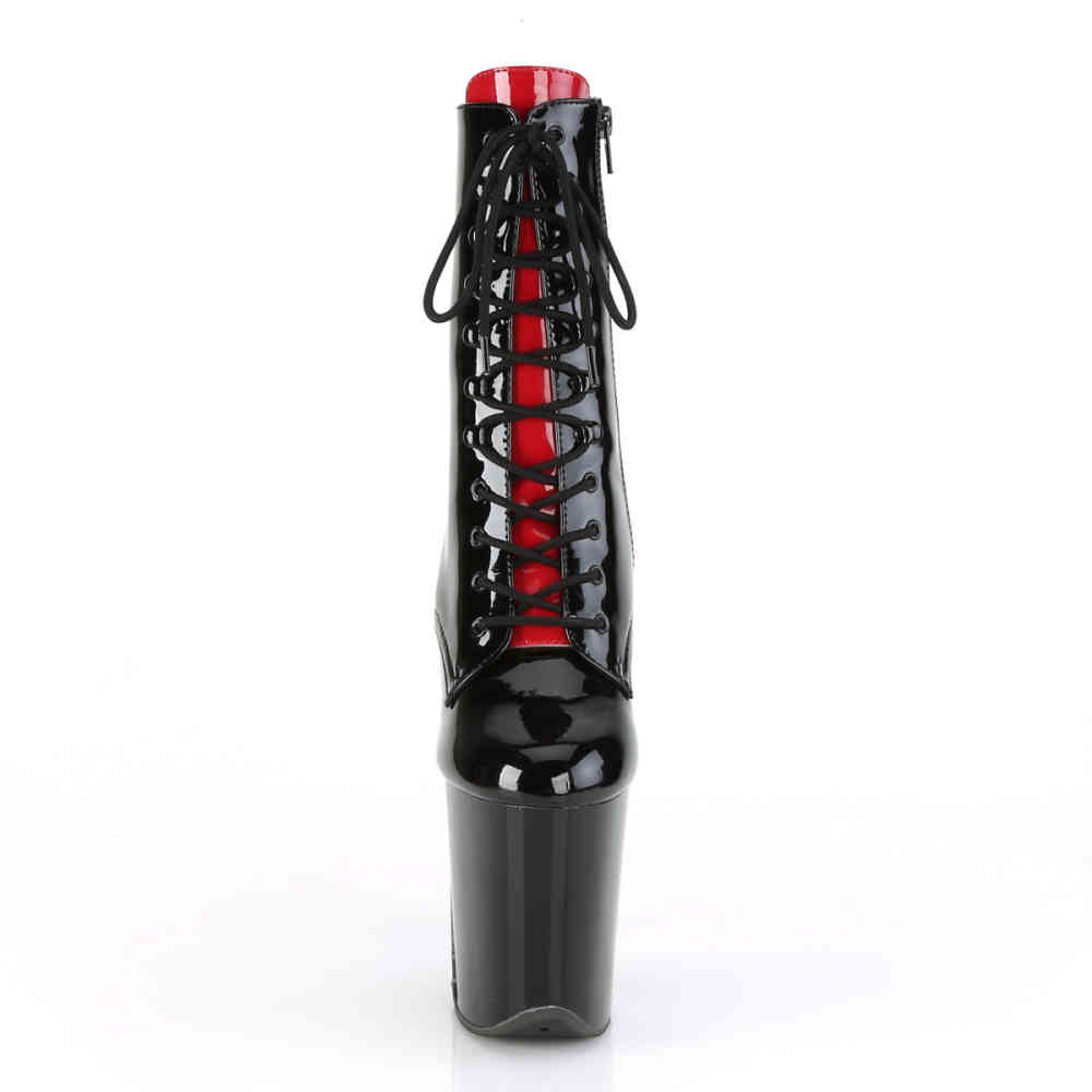 Pleaser - FLAMINGO-1020FH Plattformstiefel, Poledance Schuhe - Pole dance schuhe - Schwarz/Rot
